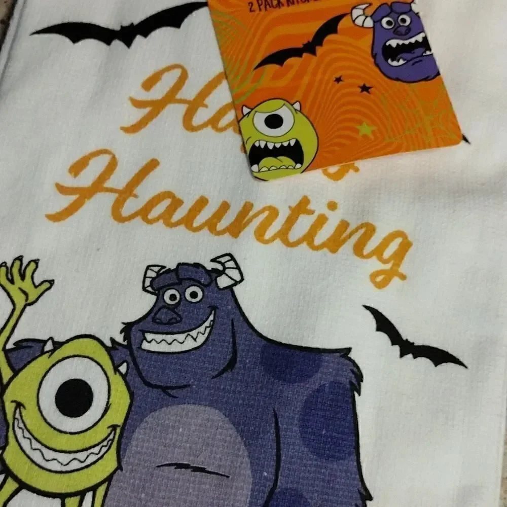 Disney Pixar Monsters Inc Happy Haunting 2 Pack‎ Kitchen Towels NWT Halloween